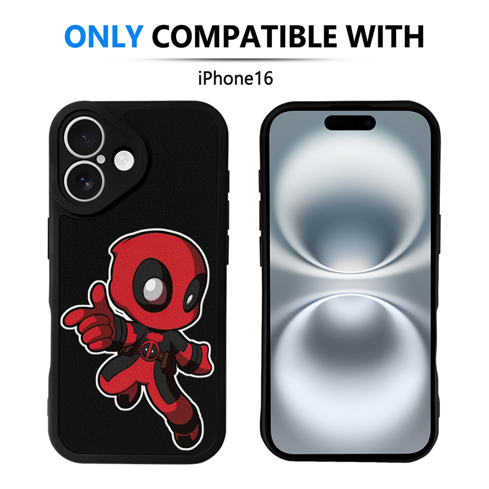 （画像用） Deadpool デッドプール 【iPhone 16シリーズ対応】シリコンスマホケース（レザー調） 材質：シリコン